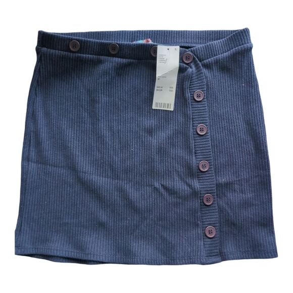 Urban Outfitters navy side button rib knit mini skirt size M nwt - Picture 8 of 8